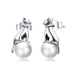 Boucles d'Oreilles Chat Argent