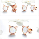 Boucles d'Oreilles Chat Or Rose