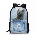Cartable Chat Poche Jeans