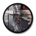 White Tiger Cat Clock