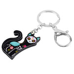 Day of the Dead Cat Keychain