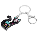 Day of the Dead Cat Keychain