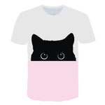 T-Shirt Chat Blanc et Rose