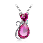 Pendentif Chat Coeur Diamant (Rose)