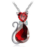 Pendentif Chat Coeur Diamant (Rouge)