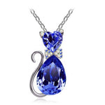 Pendentif Chat Coeur Diamant (Bleu Foncé)