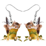 Boucles d'Oreilles Chat Panier