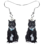 Boucles d'Oreilles Chat Noir et Blanc