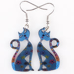 Boucles d'Oreilles Chat Étourdi (Bleu)