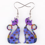 Boucles d'Oreilles Chat Étourdi (Violet)