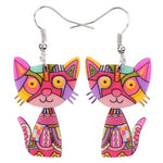 Boucles d'Oreilles Chat Mosaïque (Rose)