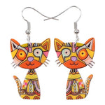 Boucles d'Oreilles Chat Mosaïque (Jaune)